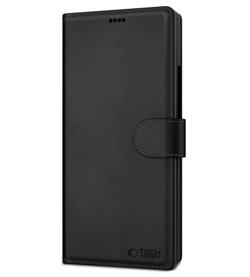 Кожен Калъф с Джобове за Samsung Z Fold 7, Tech-Protect Wallet Book Case, Черен