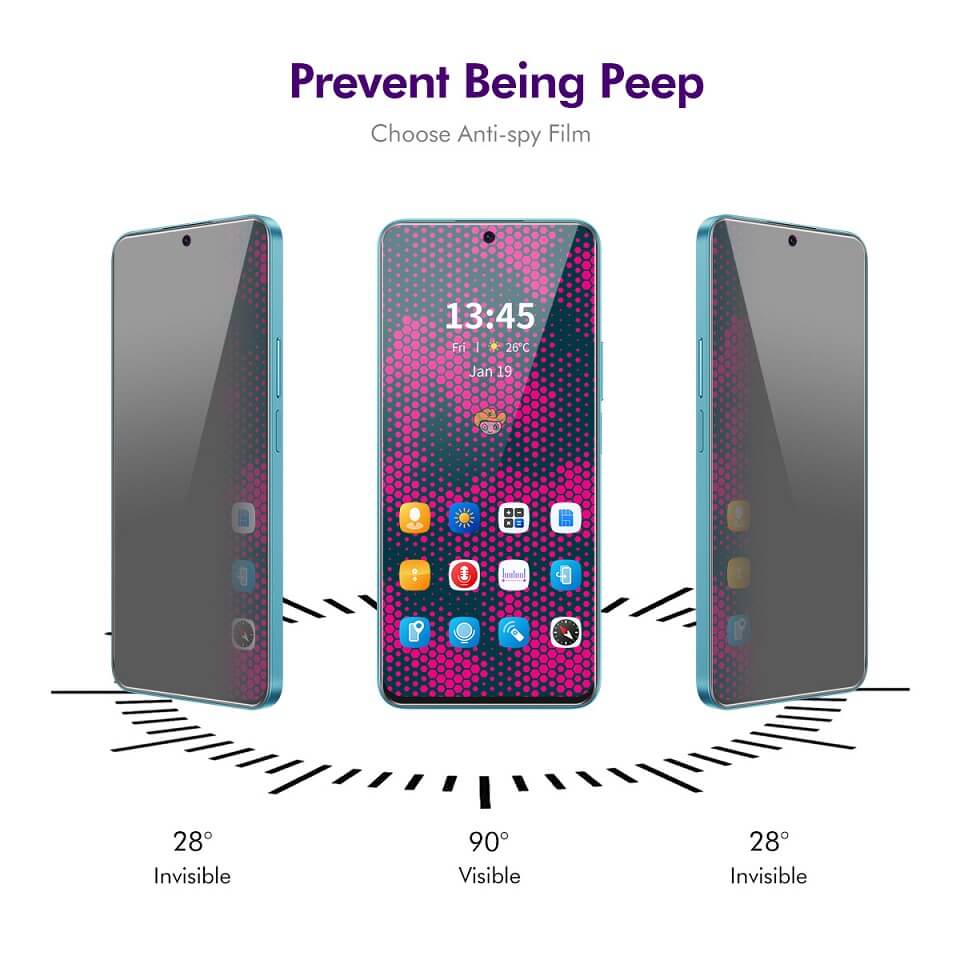 Затъмняващ Протектор за Huawei Pura 80, Privacy Anti-Spy Glass, Черен (2)