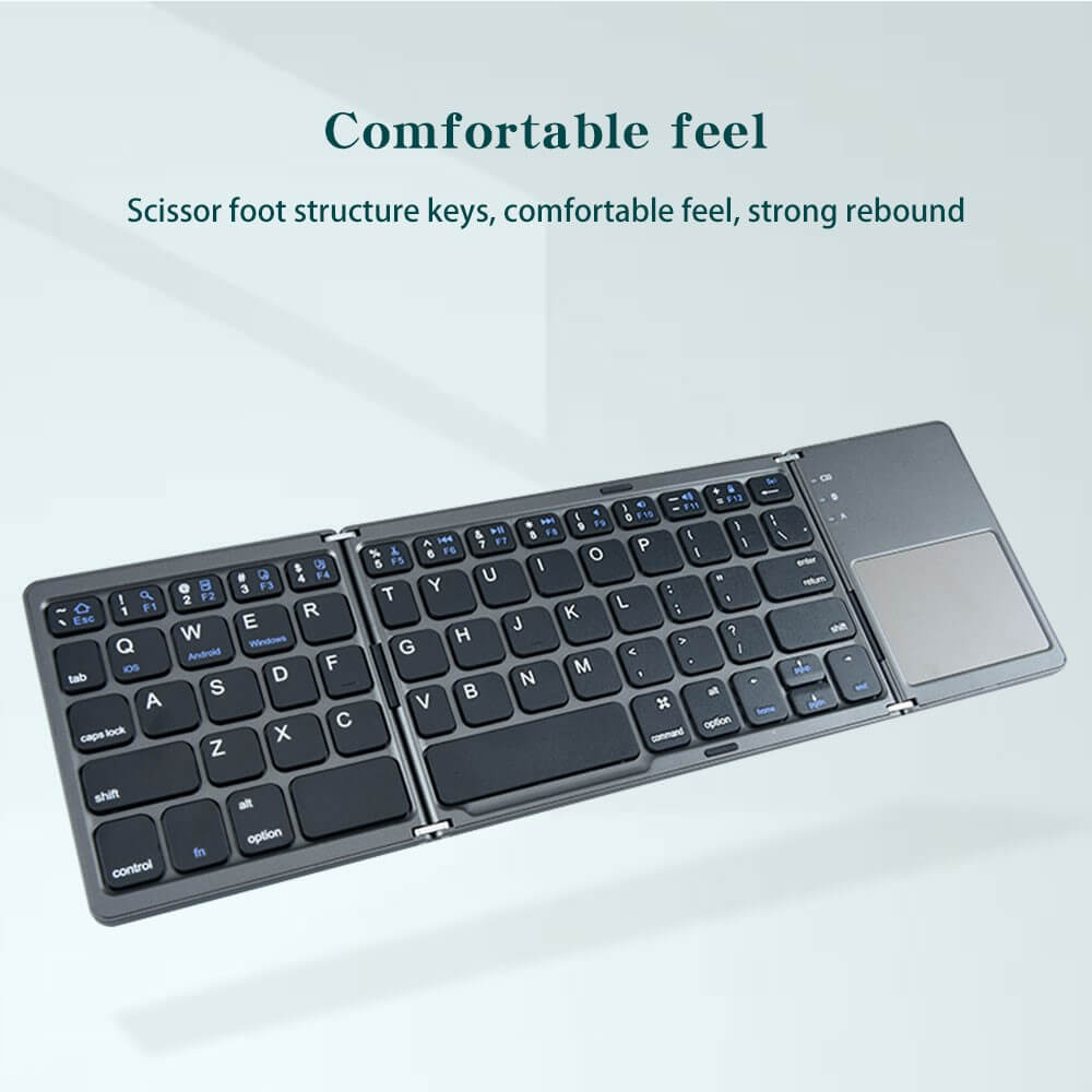 Сгъваема Клавиатура с Тъчпад, Wireless Pocked Keyboard, Сив (5)