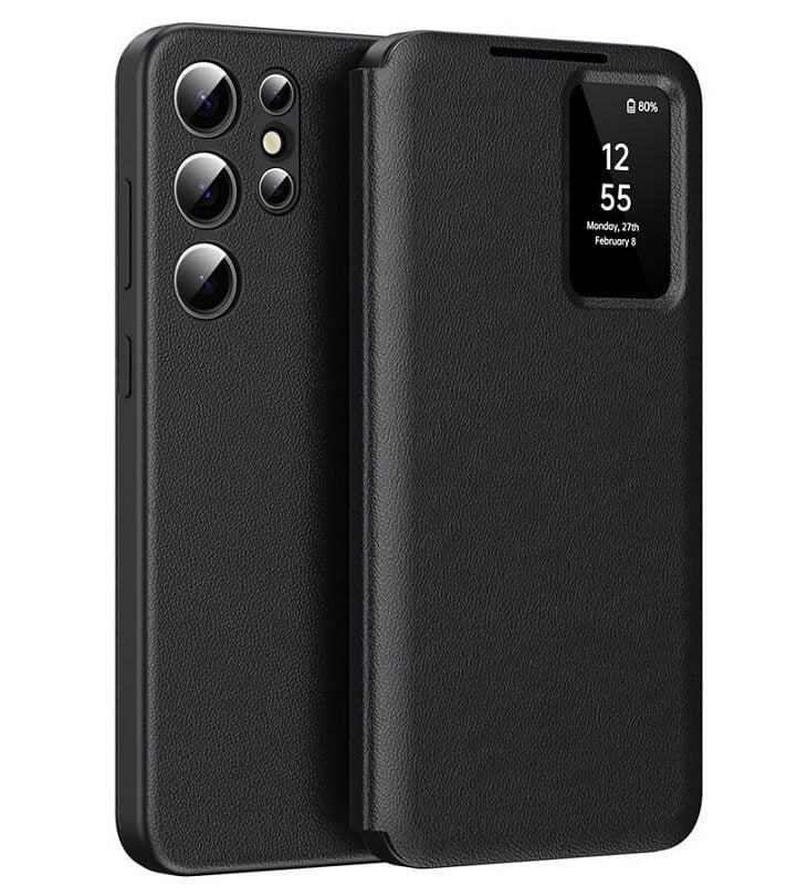 Активен Калъф за Samsung S23 Ultra, Smart Wallet Book Case, Черен