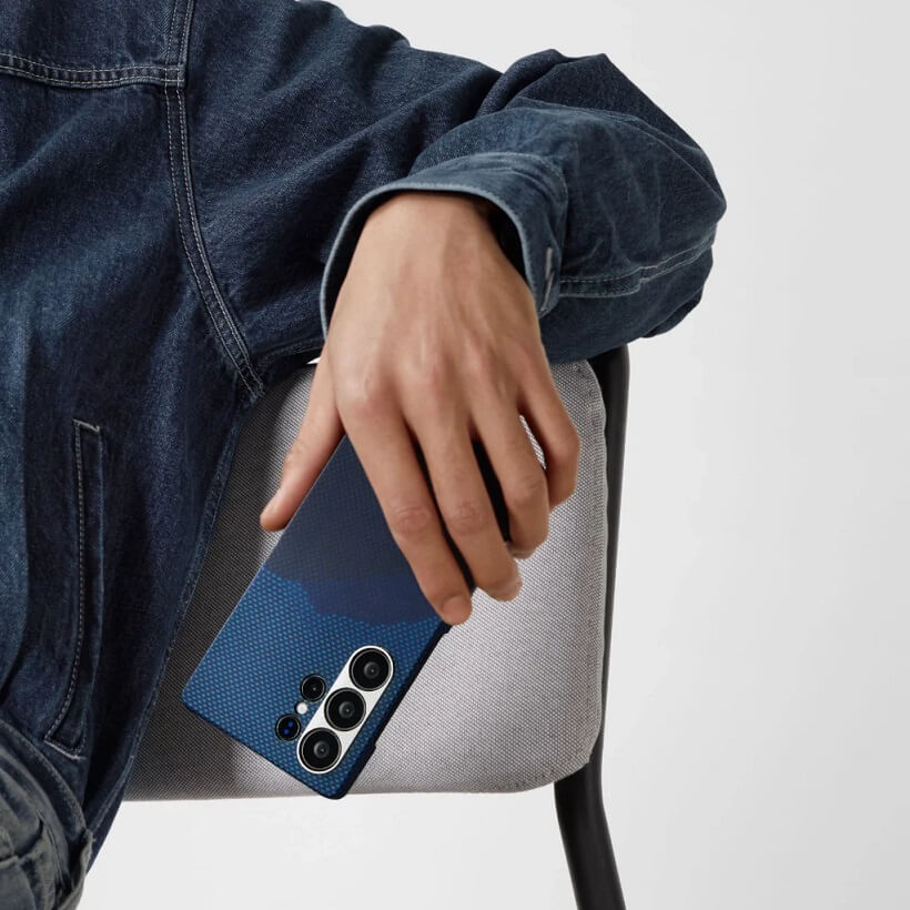 Magsafe Калъф за Samsung S25 Ultra, Pitaka Edge Over the Horizon Case, Син (5)
