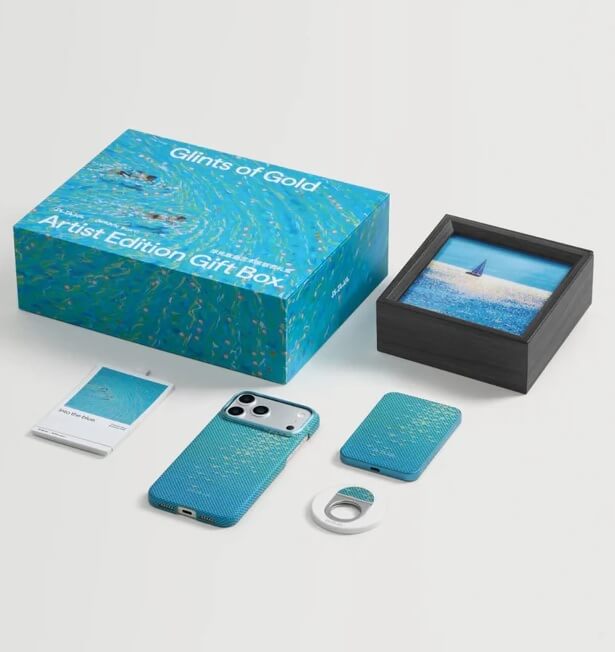 Подаръчен комплект за iPhone 17 Pro Max, Pitaka Lucid Blue (Limited Art Edition), Син
