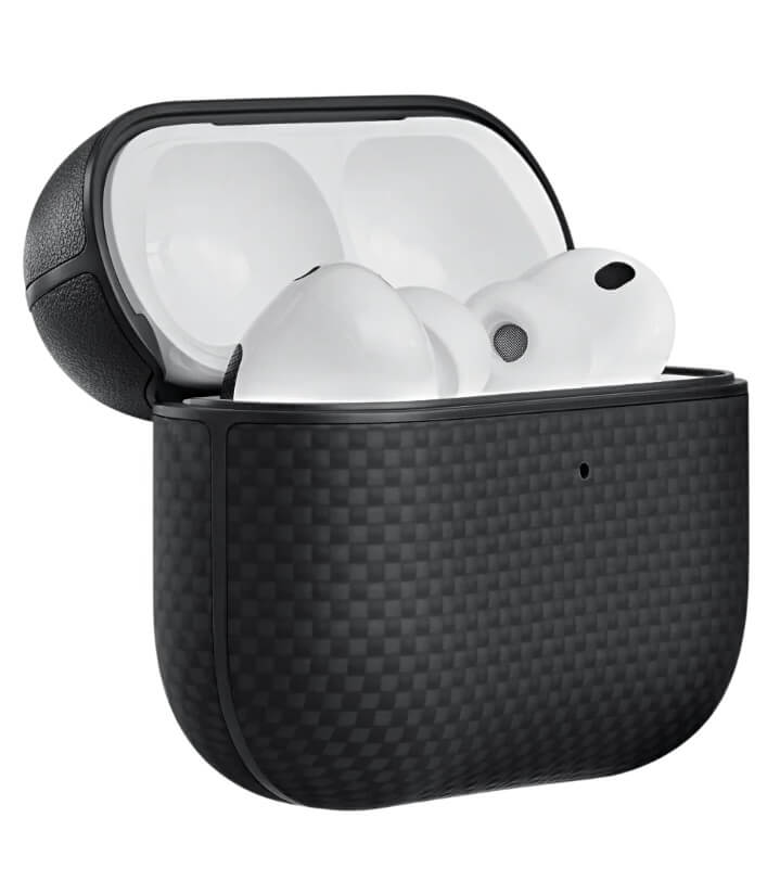 Magsafe Калъф за Apple AirPods Pro 3, Pitaka Aramid Fiber Magnetic Black/Gray Case, Черен (2)