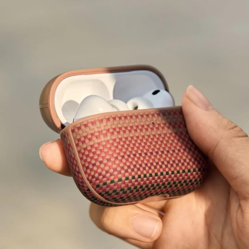 Magsafe Калъф за Apple AirPods Pro 3, Pitaka Aramid Fiber Magnetic Sunset Case, Кафяв (4)