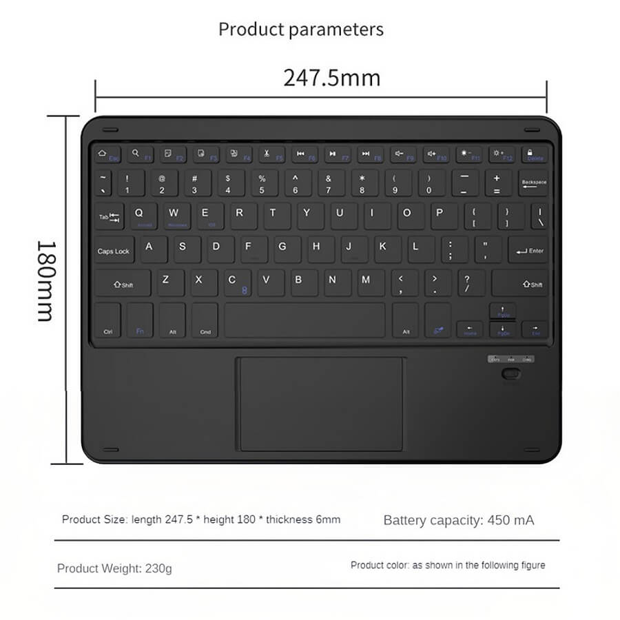 Преносима Безжична Клавиатура с Тъчпад, Slim Wireless Keyboard, Черен (2)