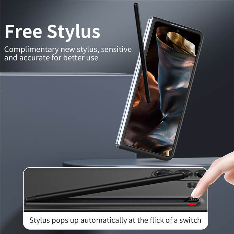 Калъф с Писалка за Samsung Z Fold 4, GKK Stylus Hard Case, Черен (5)