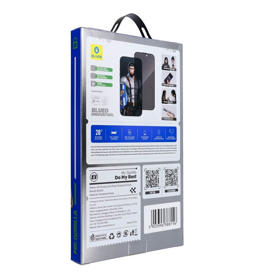 Затъмняващ Стъклен Протектор за Samsung S26 Ultra, Blueo Privacy 5D Glass, Черен (6)
