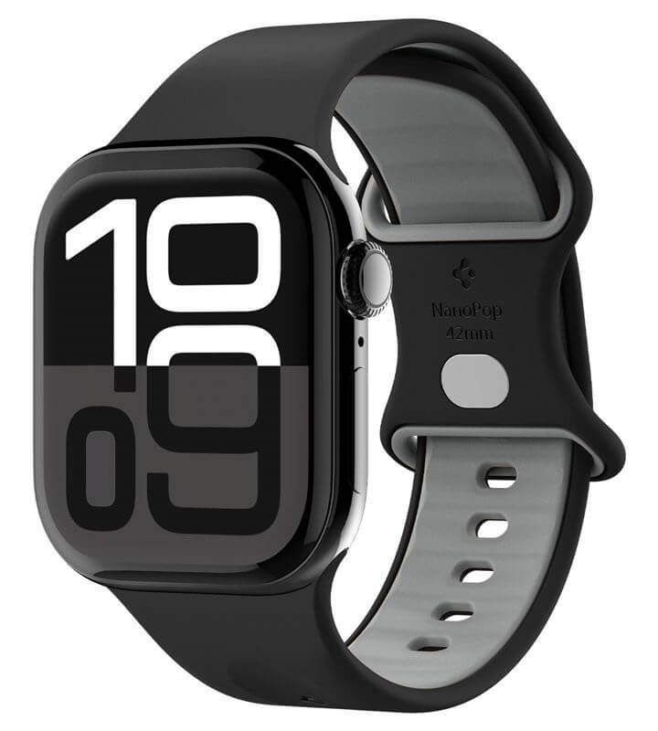 Силиконова Каишка за Apple Watch 42/ 41/ 40mm, Spigen Nano Pop Band, Черен
