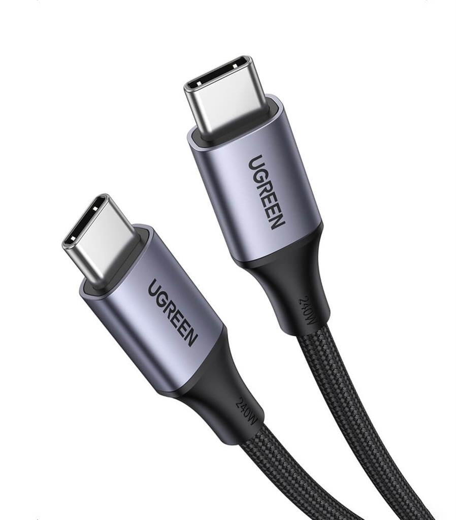 Кабел USB-C to USB-C, Ugreen 240W Woven 1m, Сив (2)