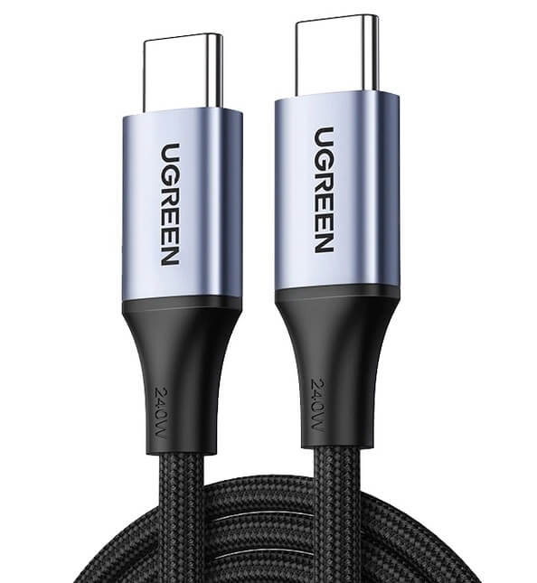 Кабел USB-C to USB-C, Ugreen 240W Woven 1m, Сив