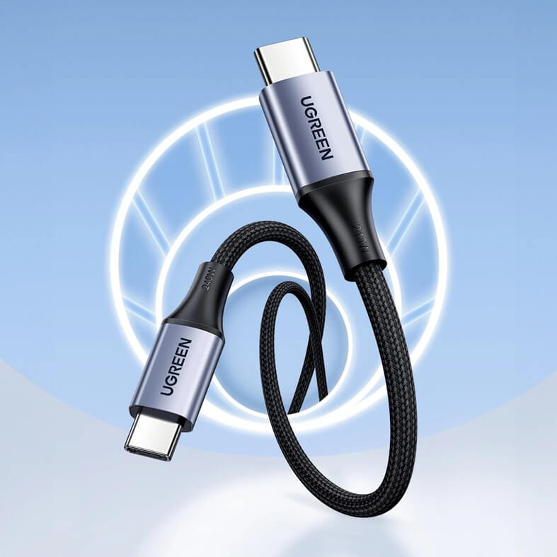 Кабел USB-C to USB-C, Ugreen 240W Woven 1m, Сив (5)