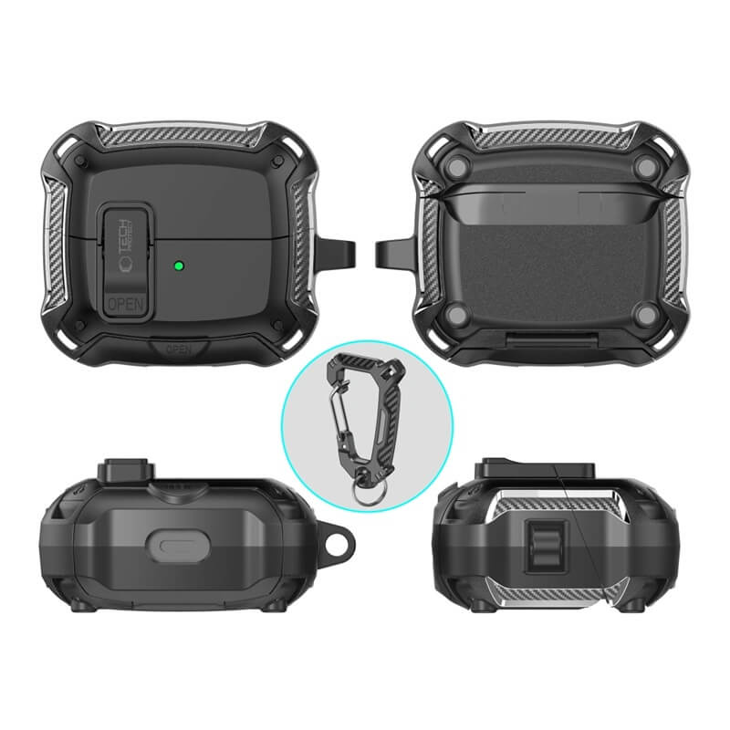 Magsafe Калъф за Samsung Buds 3 Pro/ 3 FE/ 3, Tech-Protect Carbonox Case, Черен (5)