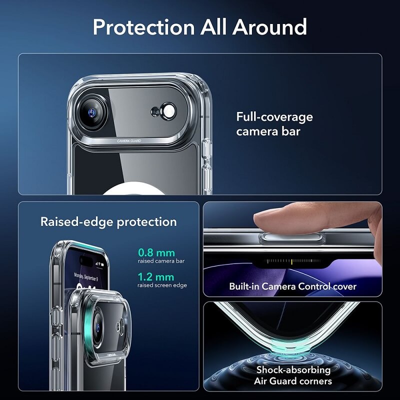 Magsafe Калъф и Протектор за iPhone Air, ESR Classic Hybrid Magnetic Set Case, Прозрачен (6)