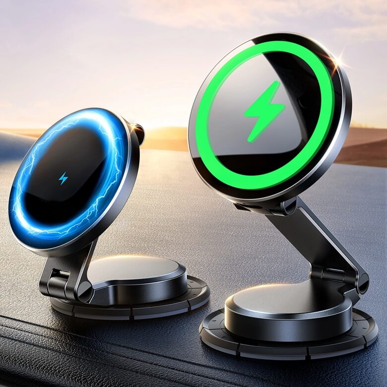 Безжично Зарядно за Кола, Joyroom MagSafe Car Charger 15w, Черен (2)