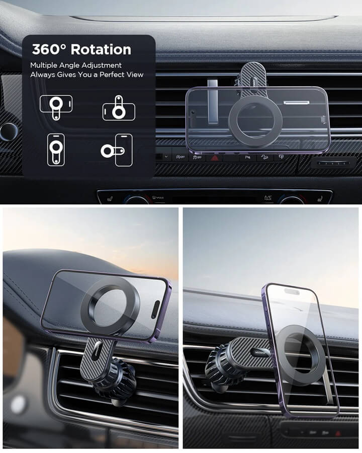 Magsafe Стойка за Кола, Joyroom Car Mount AirVent, Черен (4)