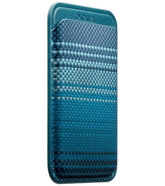 Magsafe Карбонов Калъф за Карти, Pitaka Magnetic Woven Wallet Moonrise, Син (2)