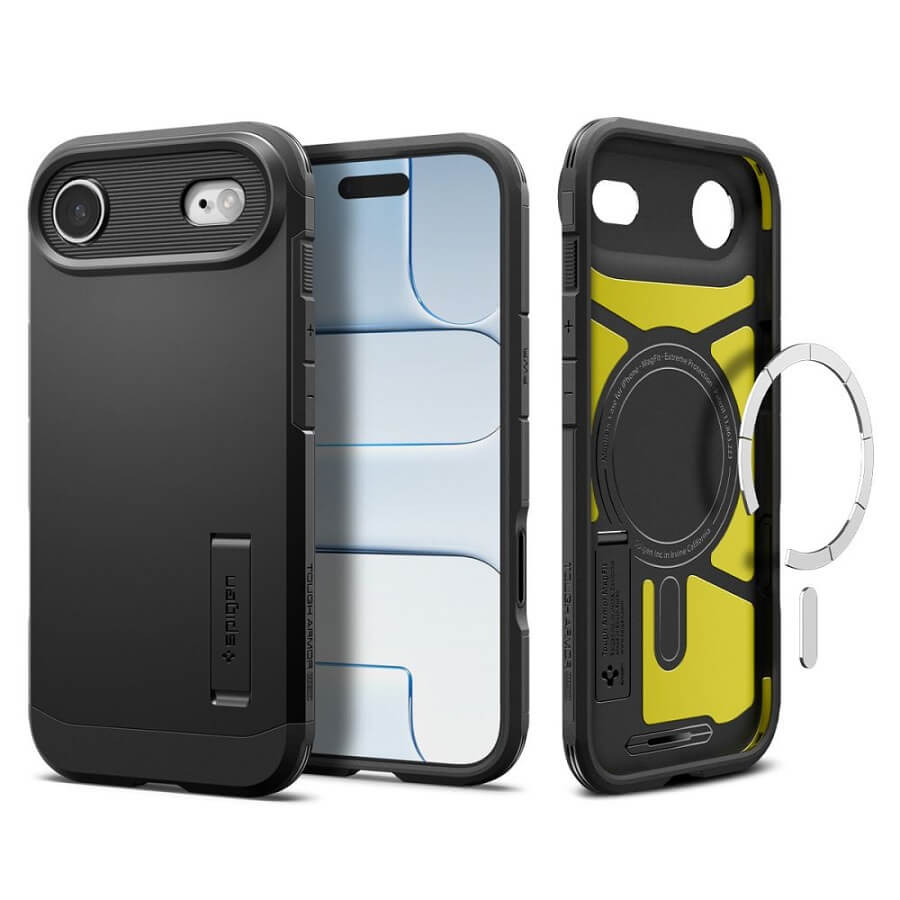 MagSafe Противоударен Калъф за iPhone Air, Spigen Tough Armor T Case, Черен (9)