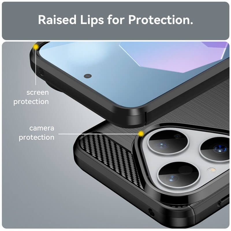 Противоударен Калъф за Huawei Pura 80, Premium Carbon Case, Черен (7)