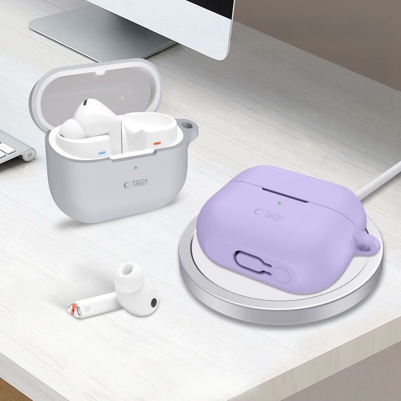 Калъф за Samsung Galaxy Buds 3 Pro/ 3 FE/ 3, Tech-Protect Silicone Case, Лилав (4)