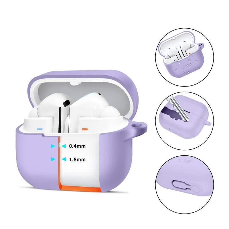 Калъф за Samsung Galaxy Buds 3 Pro/ 3 FE/ 3, Tech-Protect Silicone Case, Лилав (2)