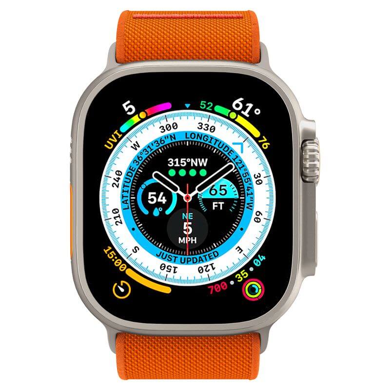 Текстилна Каишка за Apple Watch 44/ 45/ 46/ 49mm, Spigen Lite Fit Ultra Band, Оранжев (4)