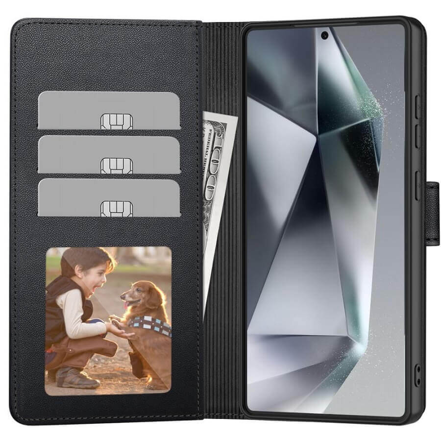 Кожен Калъф с Джобове за Xiaomi Redmi Note 14 Pro 5G, Tech-Protect Wallet Book Case, Черен (2)