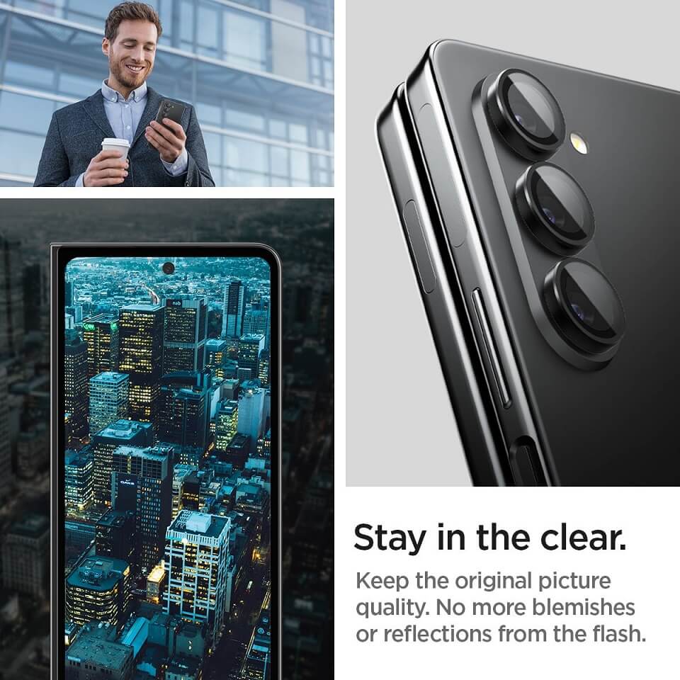Протектор за Камерата на Samsung Z Fold 5, Spigen EZ Fit Optik Pro Glass tR 2бр., Черен (8)