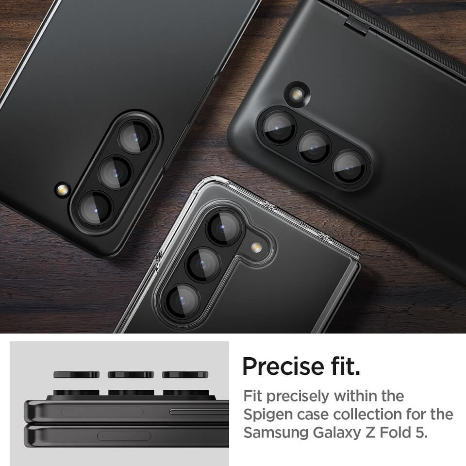 Протектор за Камерата на Samsung Z Fold 5, Spigen EZ Fit Optik Pro Glass tR 2бр., Черен (10)