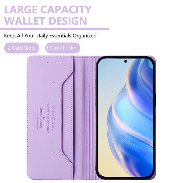 Кожен Калъф с Джобове за Xiaomi 15T, Rfid Wallet Case, Лилав (7)