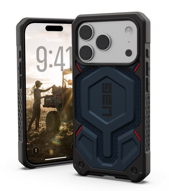 Magsafe Противоударен Калъф за iPhone 17 Pro, UAG Monarch Pro Kevlar Case Mallard, Син (3)