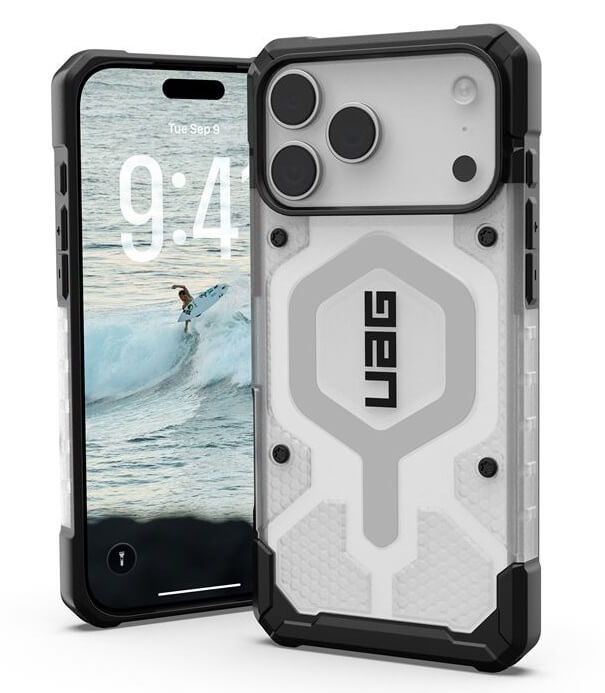 Magsafe Противоударен Калъф за iPhone 17 Pro Max, UAG Pathfinder Clear Ice/Silver Case, Черен (3)