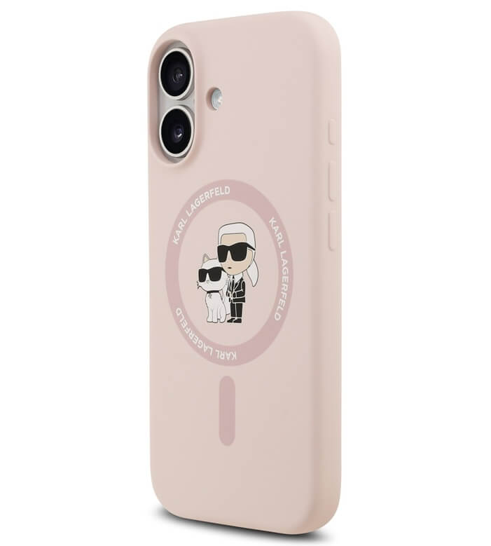 MagSafe Калъф за iPhone 17, Karl Lagerfeld Silicone Karl & Choupette Case, Розов (2)