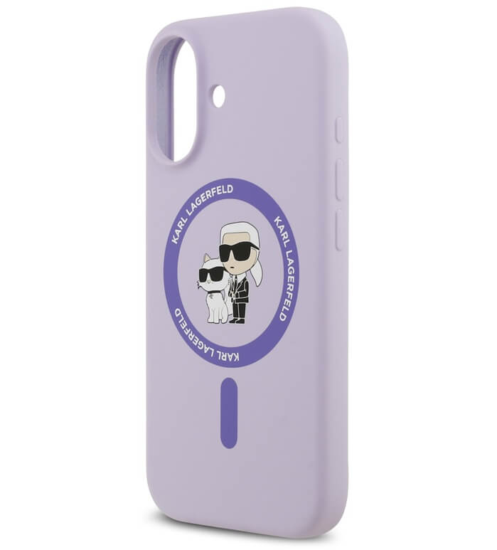 MagSafe Калъф за iPhone 17, Karl Lagerfeld Silicone Karl & Choupette Case, Лилав (5)