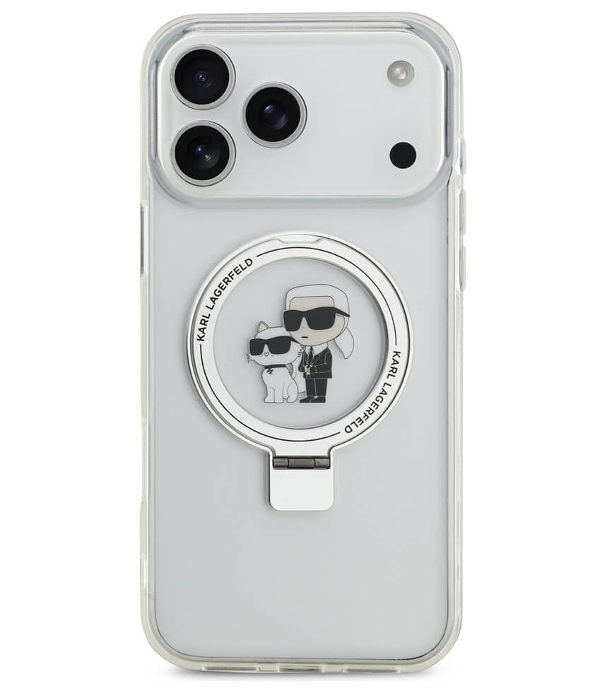 Magsafe Калъф за iPhone 17 Pro Max, Karl Lagerfeld Ringstand Karl & Choupette Case, Прозрачен (2)