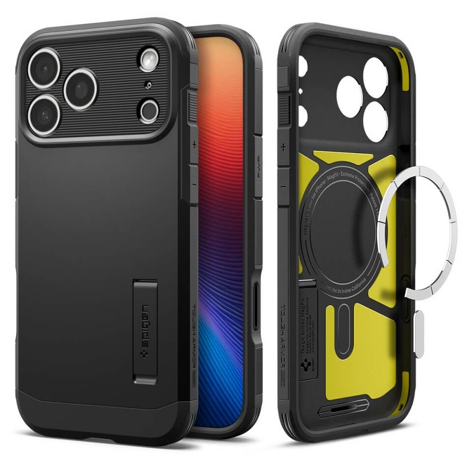 MagSafe Противоударен Калъф за iPhone 17 Pro Max, Spigen Tough Armor T Case, Черен (11)