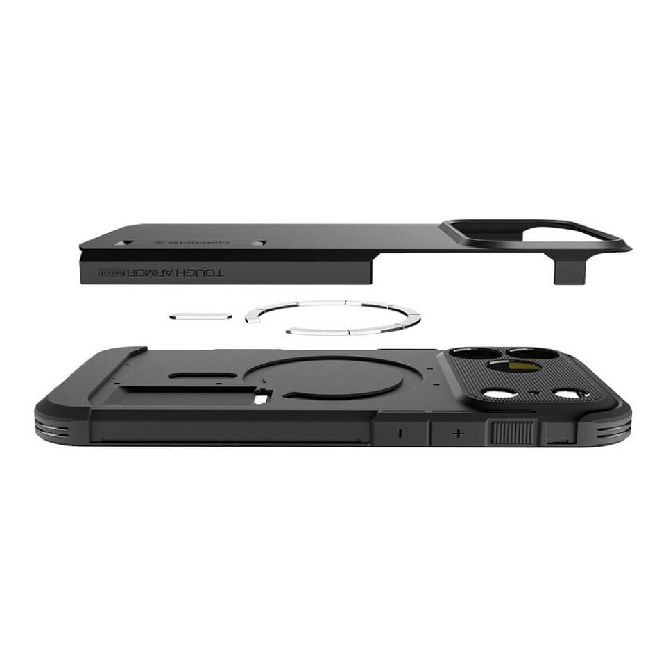 MagSafe Противоударен Калъф за iPhone 17 Pro Max, Spigen Tough Armor T Case, Черен (7)