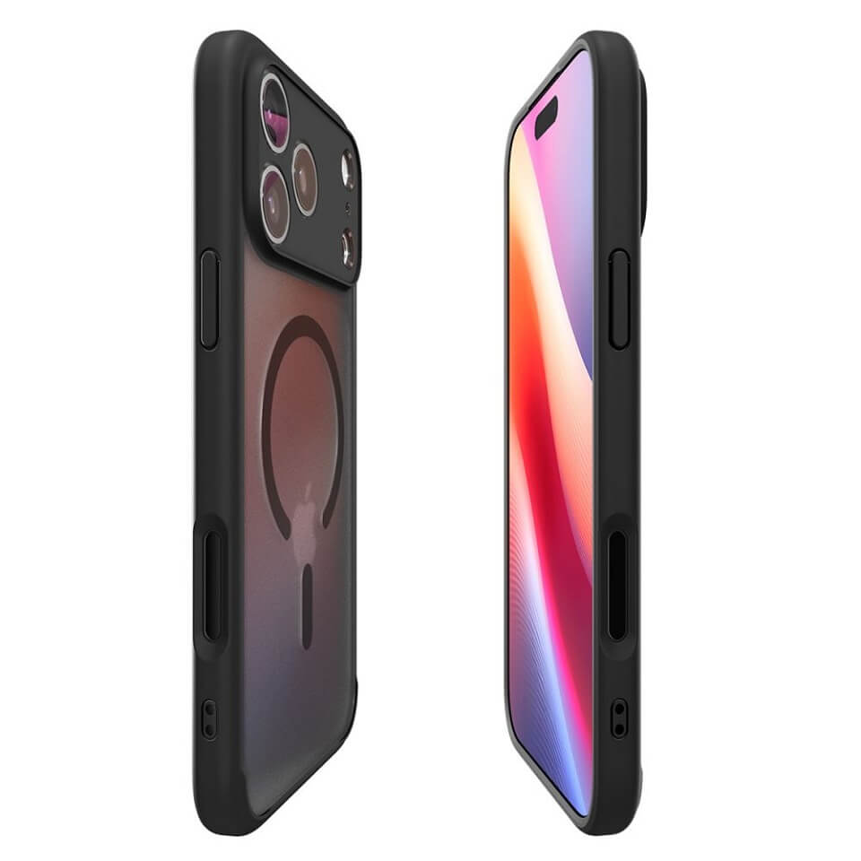 Magsafe Противоударен Калъф за iPhone 17 Pro, Spigen Ultra Hybrid Frost Case, Черен (5)
