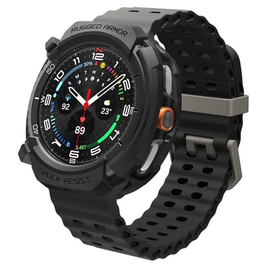 Калъф за Samsung Watch 8 Classic 46 mm, Spigen Rugged Armor Case, Черен (9)