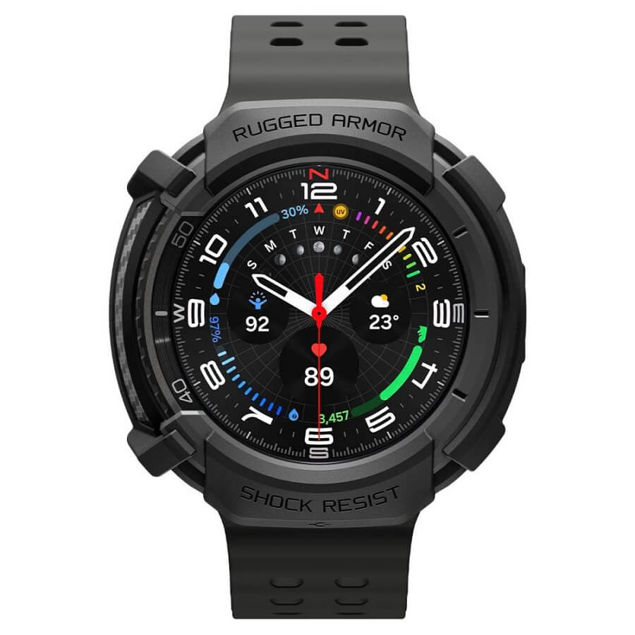 Калъф за Samsung Watch 8 Classic 46 mm, Spigen Rugged Armor Case, Черен (4)