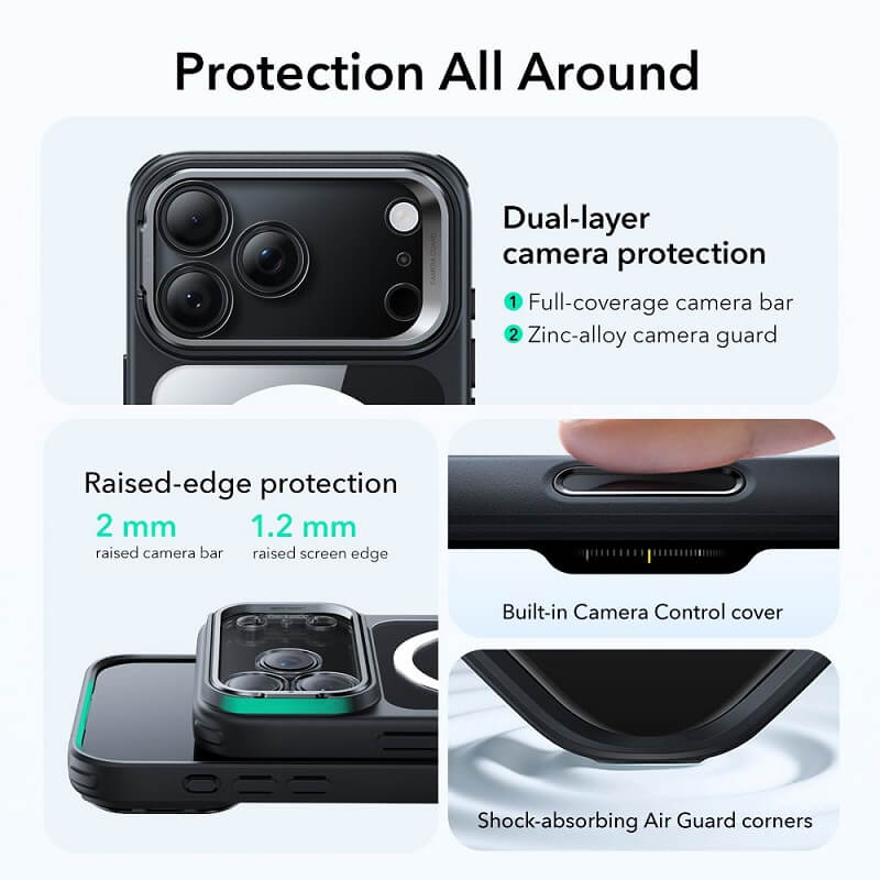 Magsafe Калъф за iPhone 17 Pro, ESR Classic Hybrid Kickstand Magnetic Case, Черен (3)