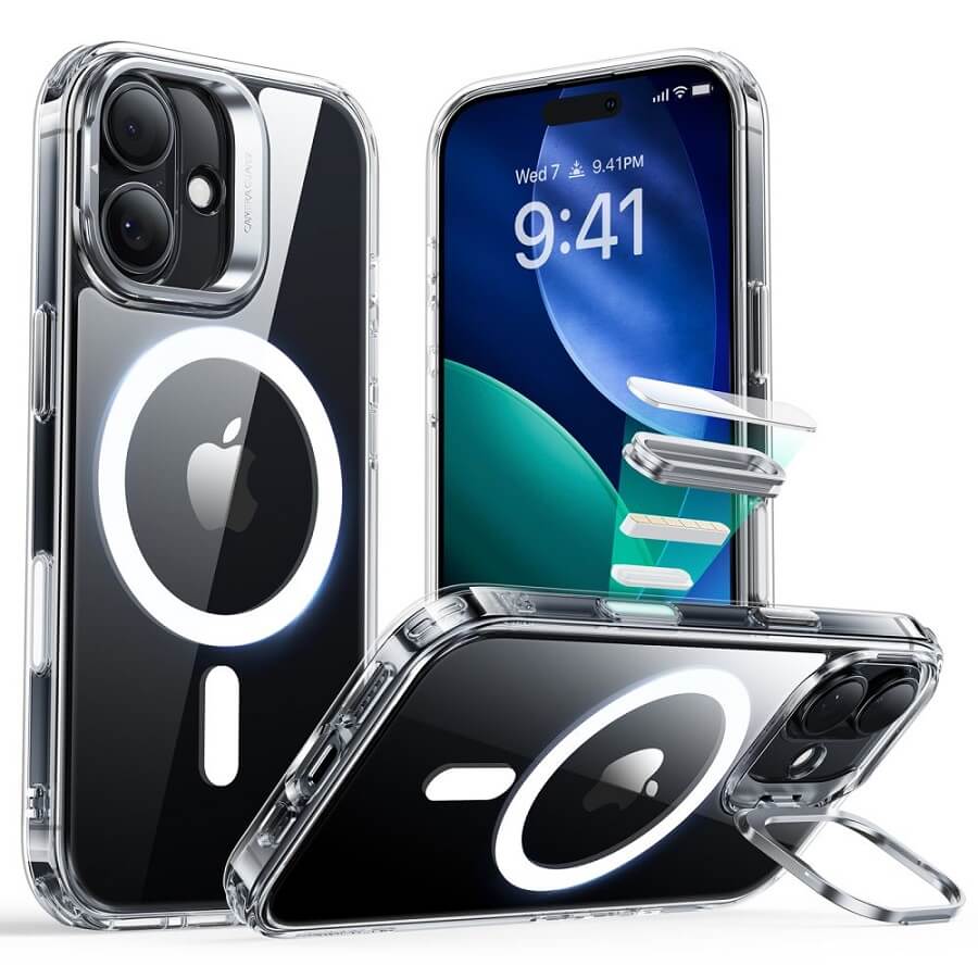 Magsafe Калъф за iPhone 17, ESR Classic Hybrid Kickstand Magnetic Case, Прозрачен
