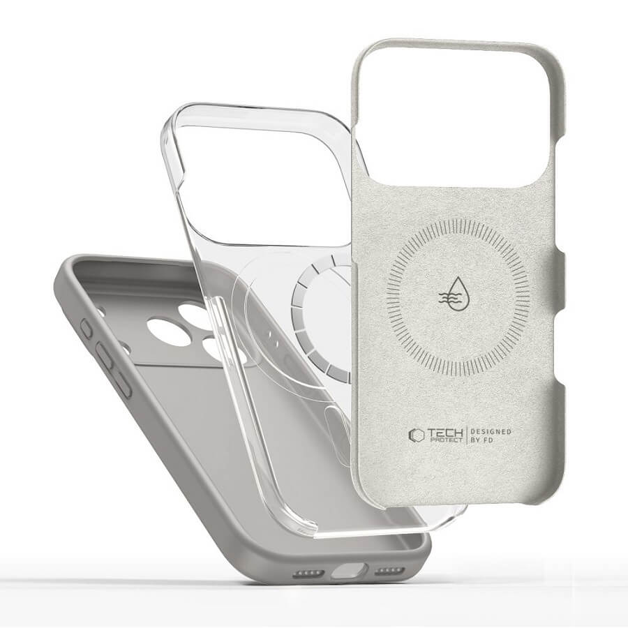 Magsafe Калъф за iPhone 17 Pro, Tech-Protect Silicone Case, Сив (2)