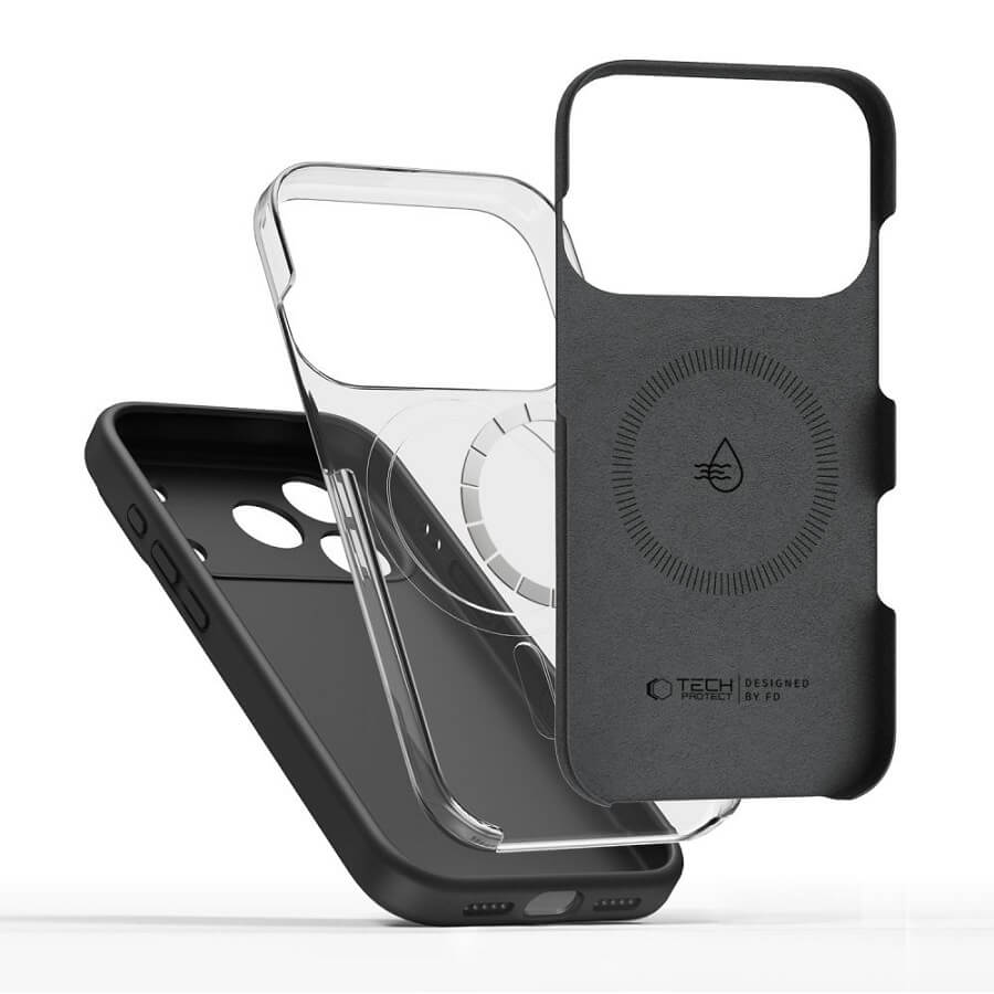 Magsafe Калъф за iPhone 17 Pro Max, Tech-Protect Silicone Case, Черен (2)