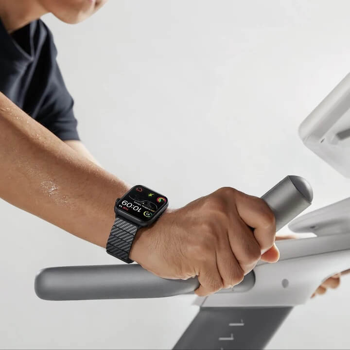 Кевларена Каишка за Apple Watch, Pitaka Carbon Fiber Watch Band Black/Gray, Черен (7)