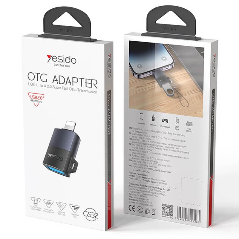 Адаптер за Данни за iPhone, Yesido Lightning to USB-A OTG, Черен (10)