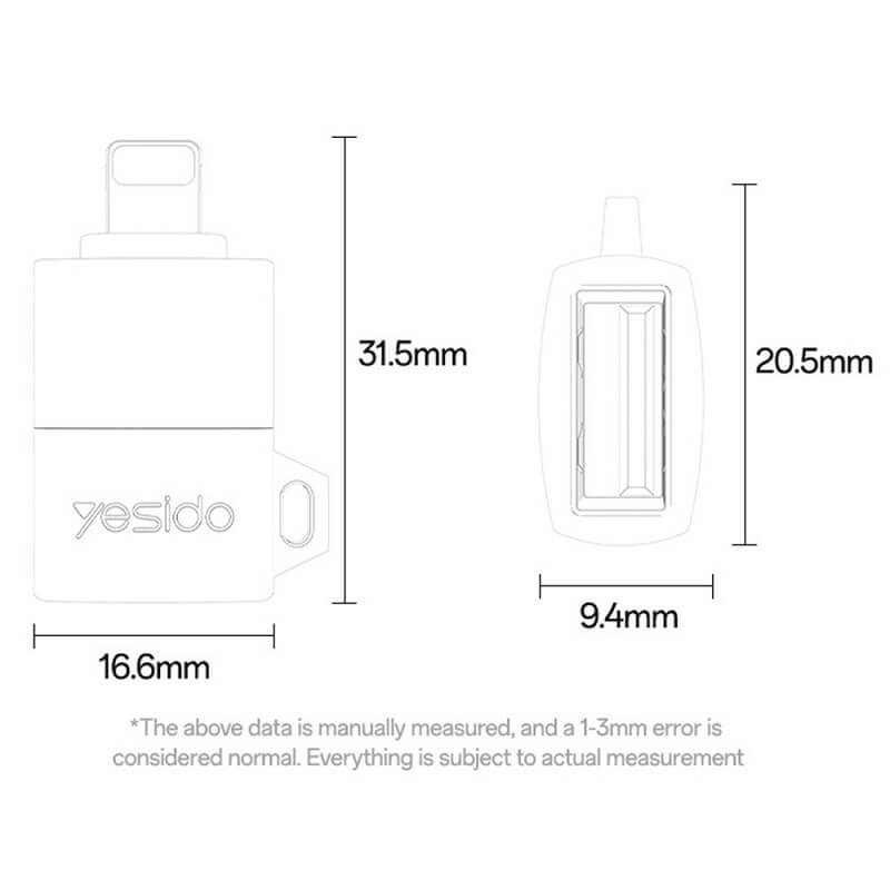 Адаптер за Данни за iPhone, Yesido Lightning to USB-A OTG, Черен (9)