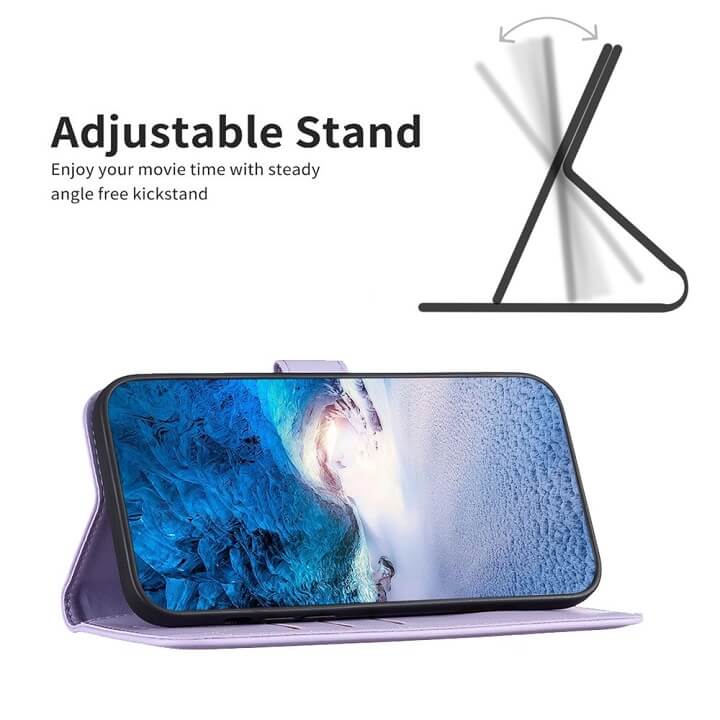 Кожен Калъф с Джобове за Honor X6b, Wallet Book Case, Лилав (4)