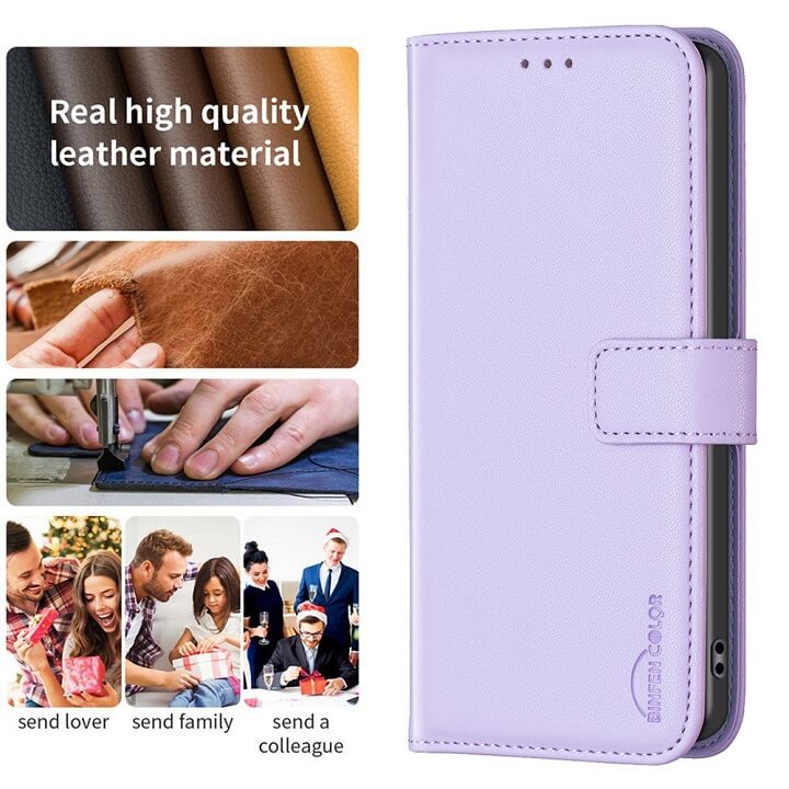 Кожен Калъф с Джобове за Honor X6b, Wallet Book Case, Лилав (6)