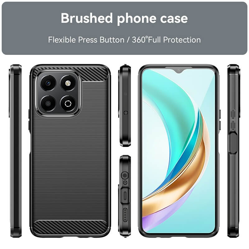 Противоударен Калъф за Honor X6b, Premium Carbon Case, Черен (3)