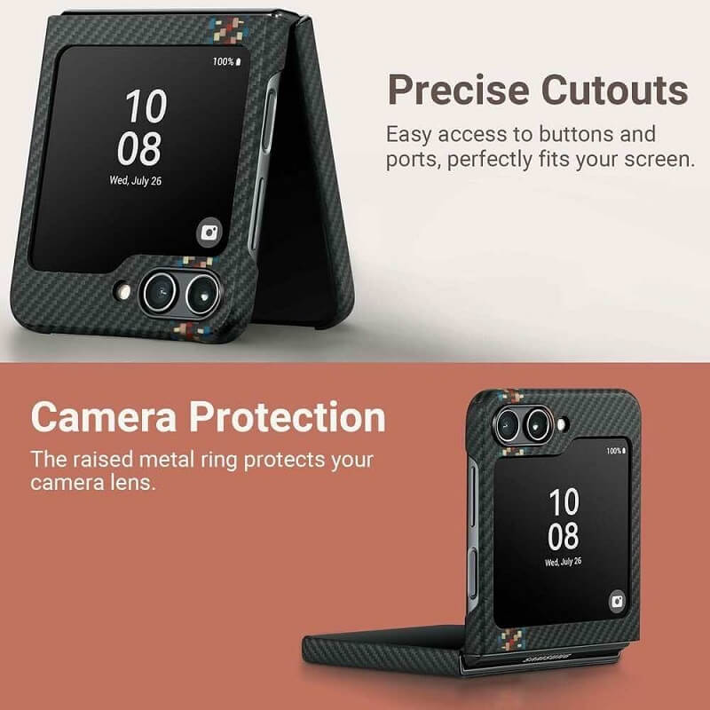 Magsafe Калъф за Samsung Z Flip 5, Pitaka MagEZ 3 Rhapsody Case, Черен (4)